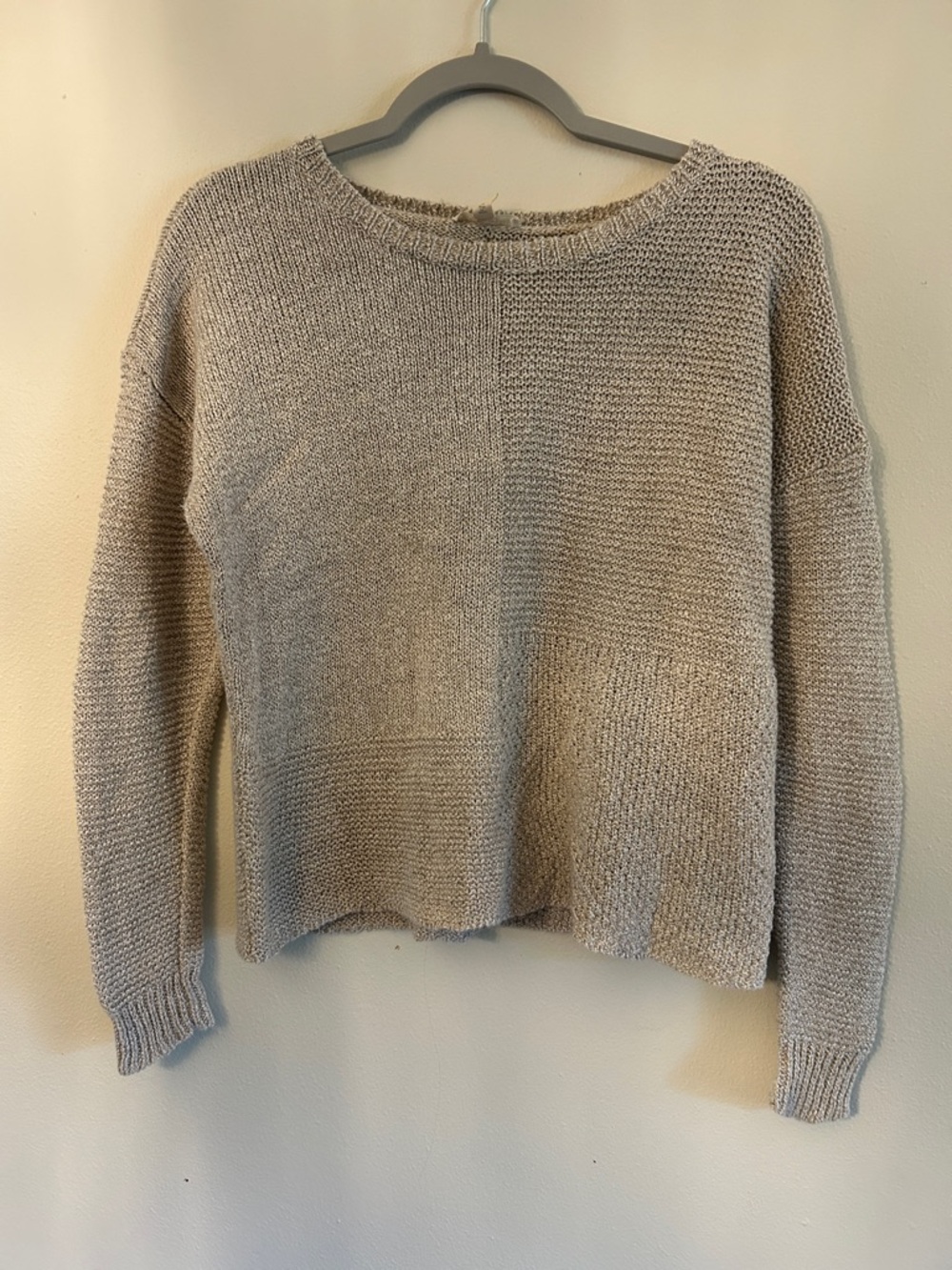 Eileen Fisher Neutral Knit Crewneck Sweater in Light Taupe